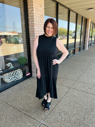Sophisticated Slate Tiered Maxi Dress