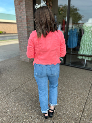 The Fun & Frayed Coral Jean Jacket