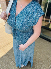 Load image into Gallery viewer, Palm Breeze Blue Maxi Dress