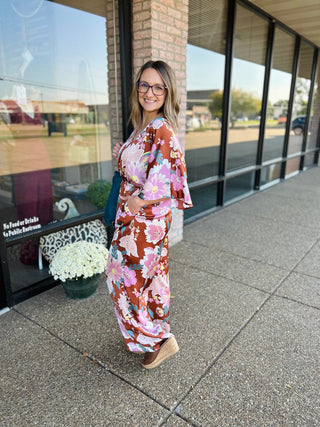 The Autumn Amber V Neck Jumpsuit