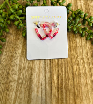 Mini Pink Heart Hoop Earrings
