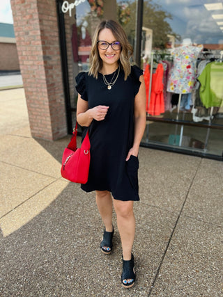 Ebony Grace Black Ruffle Mini Dress