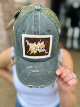 Load image into Gallery viewer, Olive Genuine Leather Floral Patch Ball Cap