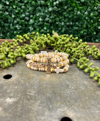 Beaded Cross Bracelet Set