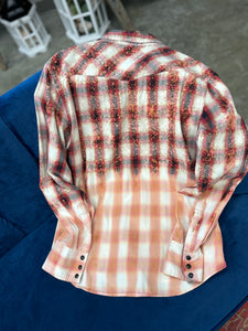 Orange Burst Distressed Flannel Small