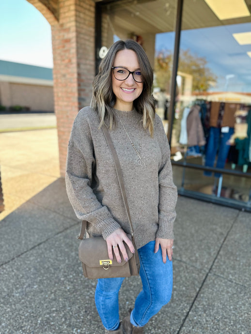 Speckled Mock Neck Sweater