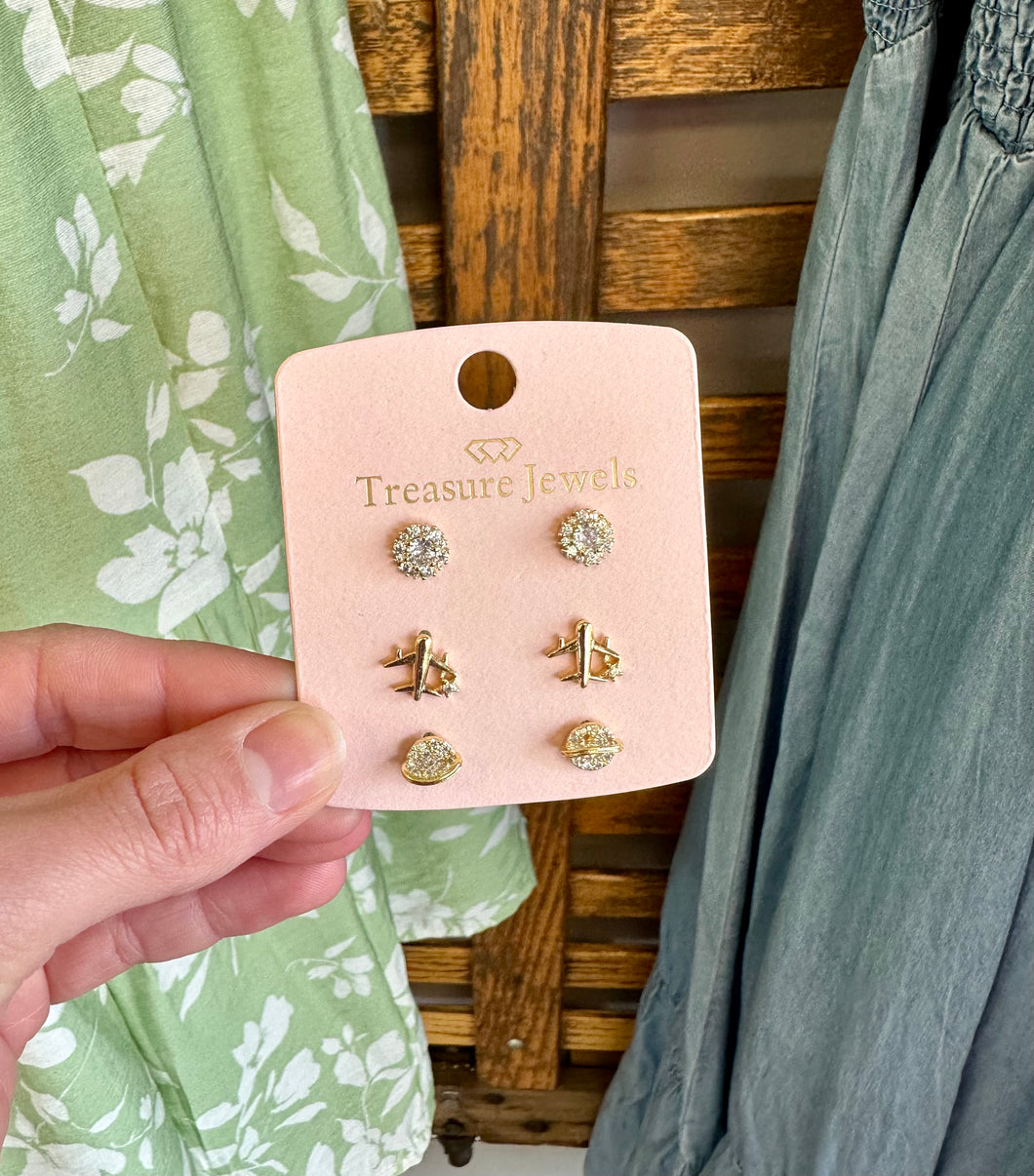 Lets Travel Stud Earrings (Gold Plated)