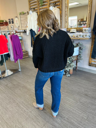 Black Frost Cable Knit Sweater