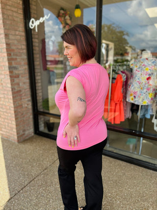 Pink Glow Cap Sleeve Top