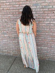 Coral/Green Chiffon Dress