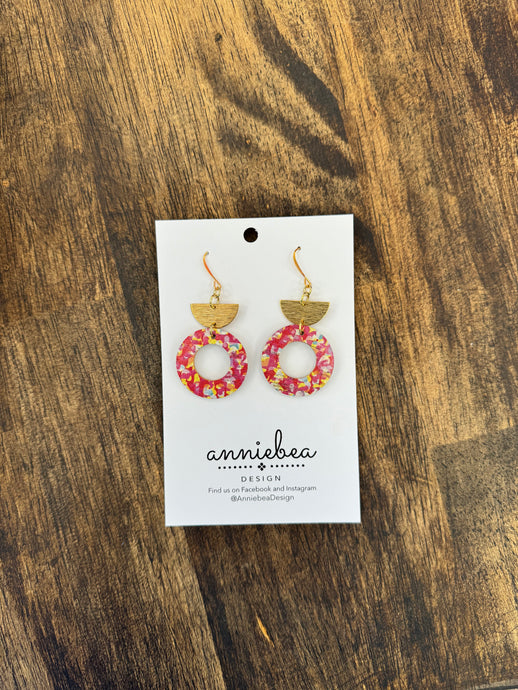 Pink Abstract Circle Earring