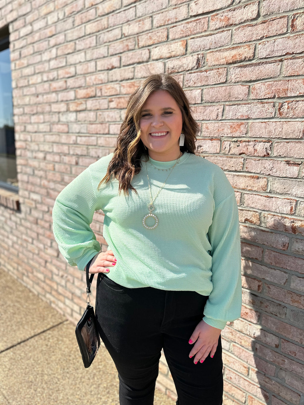 Cool Mint Cozy Ribbed Top