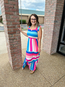 Colorblock Striped Maxi Dress