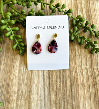 Leah Burgandy 18k Gold Earrings