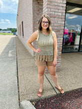 Load image into Gallery viewer, Olive Crochet Knit Fringe Hem Tank