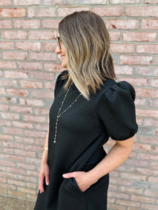 Black Textured Mini Dress