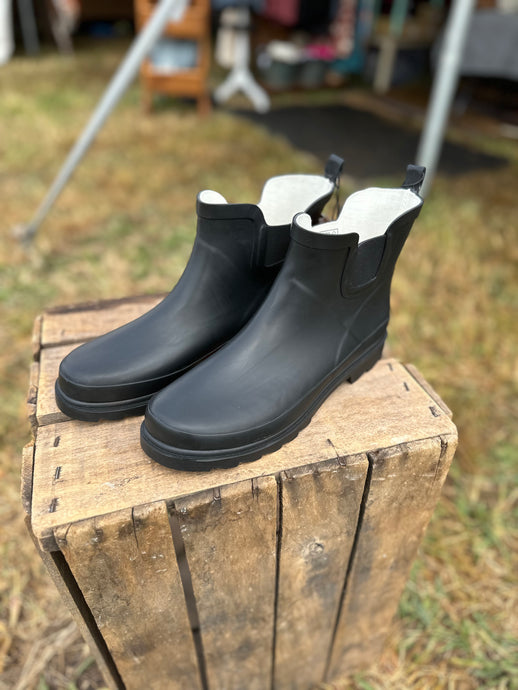 Matte Black Ankle Rain Boots