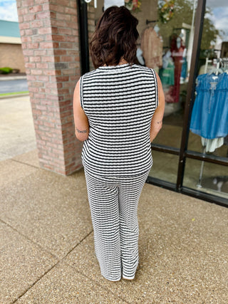 Salt & Pepper Striped Knit Set