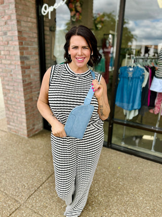 Salt & Pepper Striped Knit Set