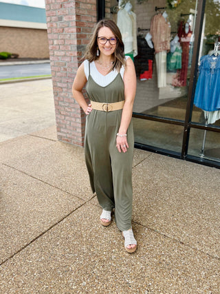 Olive Drift Wide Leg Jumpsuit