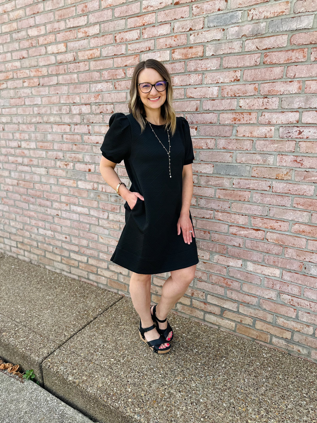 Black Textured Mini Dress