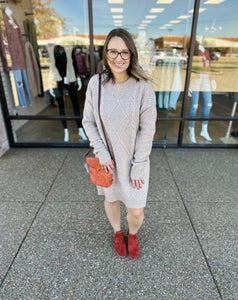 Blonde Cable Knit Sweater Dress