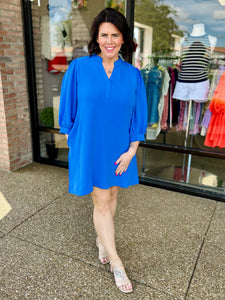 Royal Radiance Puff Sleeve Dress