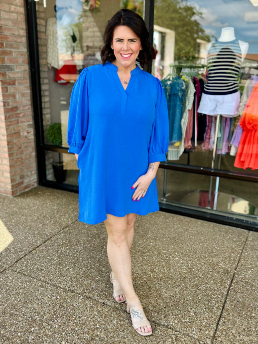 Royal Radiance Puff Sleeve Dress