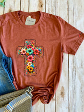 Load image into Gallery viewer, John 3:16 Floral Cross Tee (Clay)