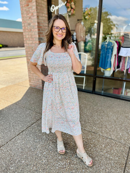 Wildflower Meadow Smocked Midi Dress