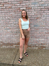 Load image into Gallery viewer, Mocha Frayed Mom Shorts