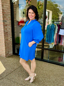 Royal Radiance Puff Sleeve Dress