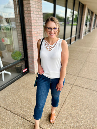 White Tranquility Crisscross Tank