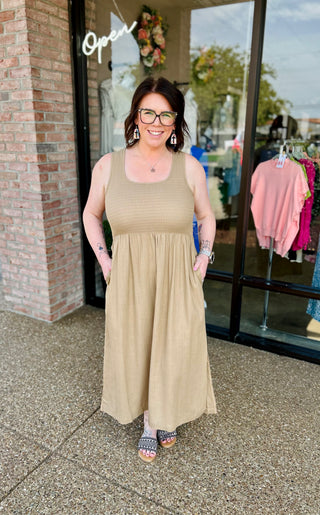 Soft Mocha Skies Midi Dress