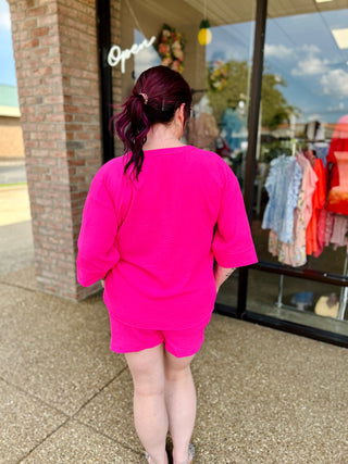 The Signature V-Neck Set - Pink Punch