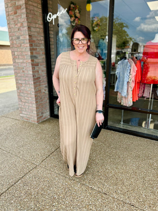 Sandy Driftwood Ribbed Jumpsuit