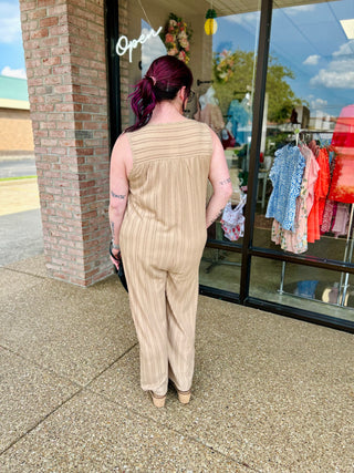 Sandy Driftwood Ribbed Jumpsuit