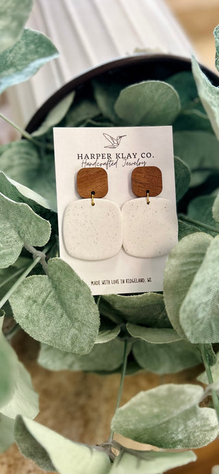 Earth and Ivory Wood Top Earring