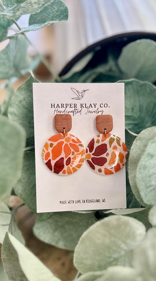 Falling Foliage Wooden Top Earrings