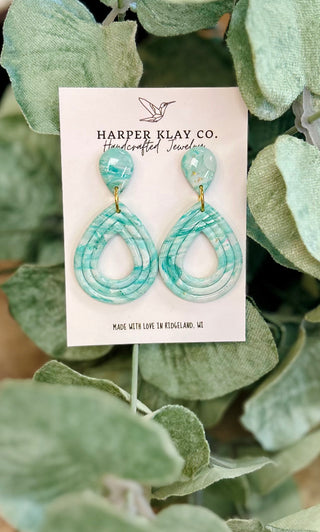 Minted Marble Rope Teardrop Earrings