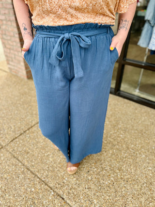 Teal Luxe Paper Bag Pants