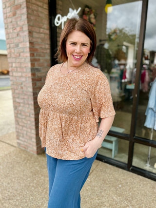 Warm Honey Floral Babydoll Top