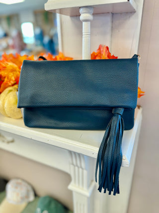Austin Flapover Tassel Crossbody Clutch