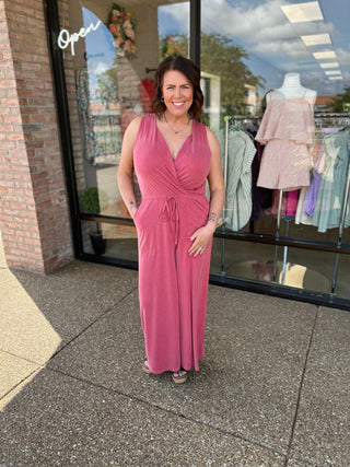 Sedona Sunset Ribbed V-Neck Jumpsuit