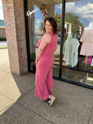 Sedona Sunset Ribbed V-Neck Jumpsuit