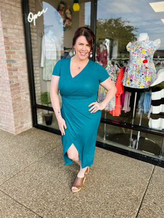 Simply Chic Teal Side-Tie Dress