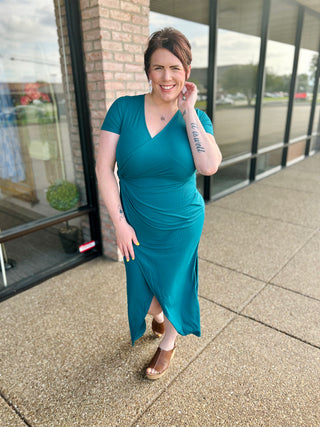 Simply Chic Teal Side-Tie Dress
