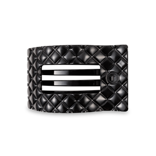 Flat Rectangle Hair Clip | Medium | Jet Black Quilted