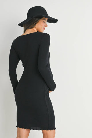 Teal Ribbed Long Sleeve Sweater Dress