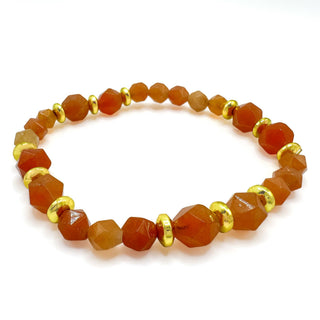 Alegria Accessories Ashton Bracelet featuring faceted gemstone beads with gold disc spacers on elastic cord.